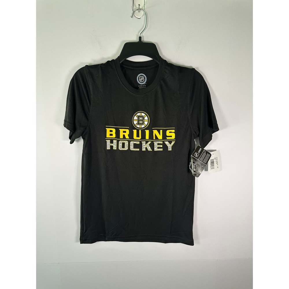 NHL T-Shirt Boys L Boston Bruins Hockey Black Short Sleeve Graphic New Tee